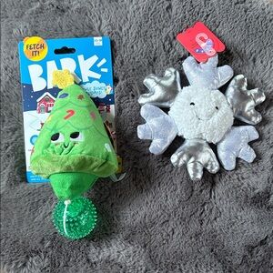 Bark Festive Green Tree & Boots & Barkley Silver Snowflake Toys